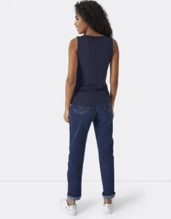 Henley Vest Top -Crew Clothing WOE284 NAVY 2