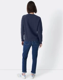 Brushed Back Crew Neck Sweatshirt - Navy -Crew Clothing WOF005 NVYMARL 2