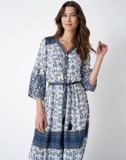 Janey Printed Dress 7 Janey Printed Dress -Crew Clothing WOJ022 BLUEWHITE 2