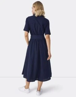 Linen Shirt Dress -Crew Clothing WOJ042 NAVY 2