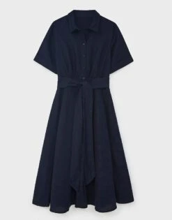 Linen Shirt Dress -Crew Clothing WOJ042 NAVY 3