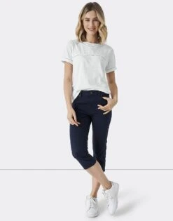 Heritage Navy Cropped Trousers