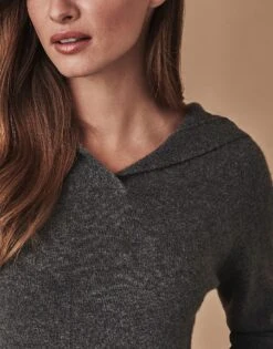 Cashmere Hoodie -Crew Clothing WOL050 GREYMARL 3