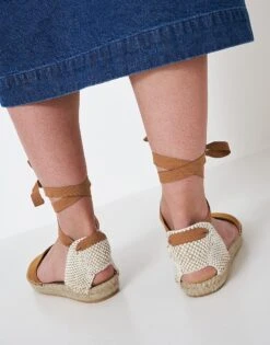 Ankle Tie Flat Espadrille -Crew Clothing WOR020 TAN 2