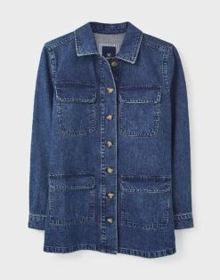 Long Line Denim Jacket 7 Long Line Denim Jacket -Crew Clothing WPA050 LGHTINDIGO 3