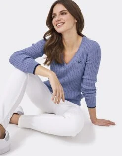 Heritage V Neck Cable Jumper