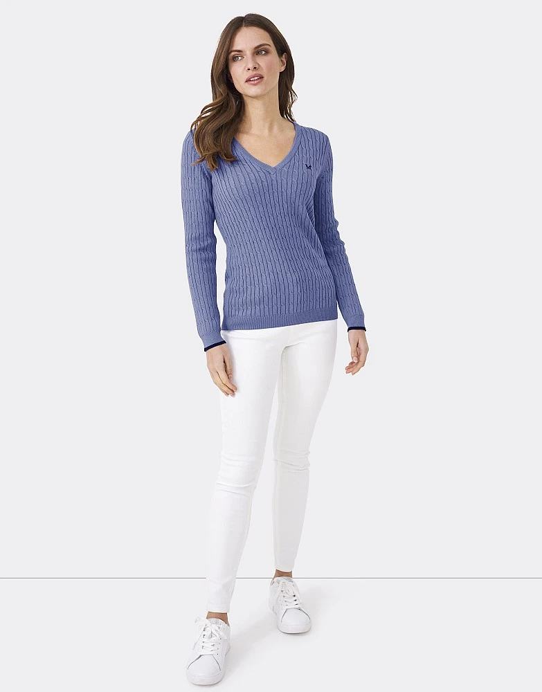 Heritage V Neck Cable Jumper 2 Heritage V Neck Cable Jumper - Image 2