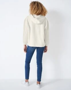 White Waffle Popover Cotton Hoodie -Crew Clothing WQF028 WHTLINEN 2