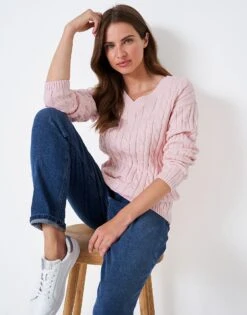 Chunky Cable V Neck Jumper
