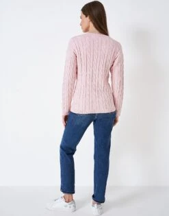 Chunky Cable V Neck Jumper -Crew Clothing WRD052 LILAC 2