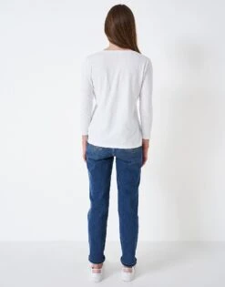 Long Sleeve Perfect Slub T-Shirt -Crew Clothing WRE027 WHITE 2