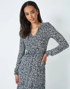 Blue Leopard Print Midi Dress