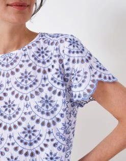 Meadow Contrast Broderie Top 9 Meadow Contrast Broderie Top -Crew Clothing WSC076 WHTCRNF 3