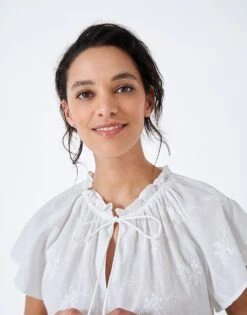 Amy Embroidered Cotton Top 8 Amy Embroidered Cotton Top -Crew Clothing WSC078 WHITE 3