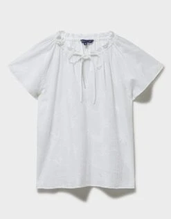 Amy Embroidered Cotton Top 9 Amy Embroidered Cotton Top -Crew Clothing WSC078 WHITE 4
