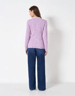 Heritage Cotton Cashmere Cable Knit Jumper -Crew Clothing WSD030 LILAC 2