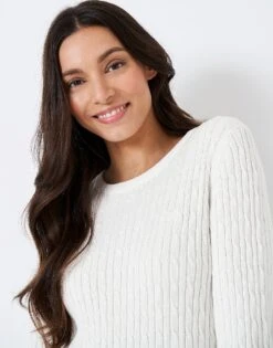 Heritage Cable Knit Jumper 9 Heritage Cable Knit Jumper -Crew Clothing WSD030 WHTLN 3