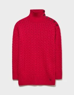 Ida Button Shoulder Jumper 9 Ida Button Shoulder Jumper -Crew Clothing WSD279 RED 6