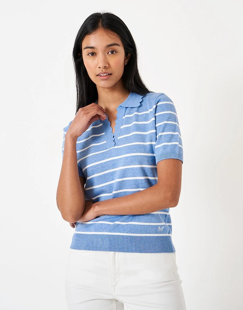 Scallop Collar Knitted Stripe T-Shirt 1 Scallop Collar Knitted Stripe T-Shirt