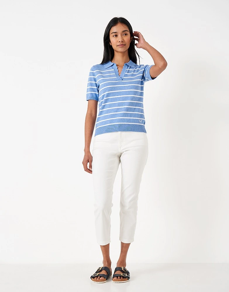 Scallop Collar Knitted Stripe T-Shirt 2 Scallop Collar Knitted Stripe T-Shirt - Image 2