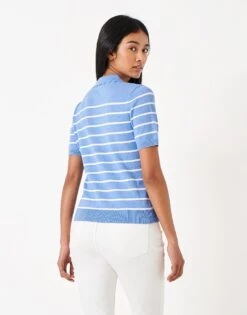 Scallop Collar Knitted Stripe T-Shirt 8 Scallop Collar Knitted Stripe T-Shirt -Crew Clothing WSD295 CRNFLWRWH 2