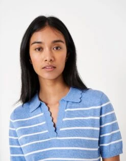 Scallop Collar Knitted Stripe T-Shirt 9 Scallop Collar Knitted Stripe T-Shirt -Crew Clothing WSD295 CRNFLWRWH 3