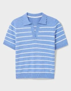 Scallop Collar Knitted Stripe T-Shirt 11 Scallop Collar Knitted Stripe T-Shirt -Crew Clothing WSD295 CRNFLWRWH 5
