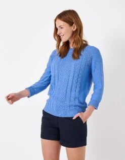 Rita 3/4 Sleeve Cable Knit Jumper