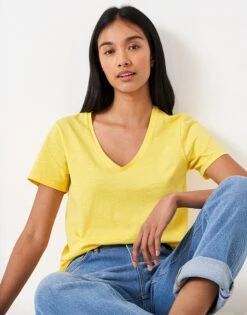 Perfect V Neck Slub T-Shirt