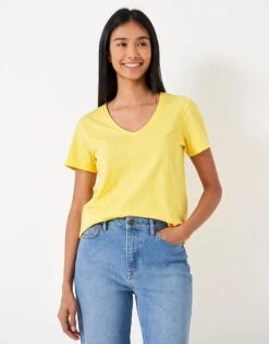 Perfect V Neck Slub T-Shirt -Crew Clothing WSE050 LEMONDROP 3