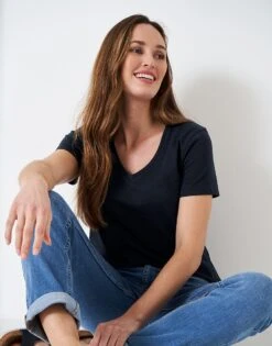 Perfect V Neck Slub T-Shirt