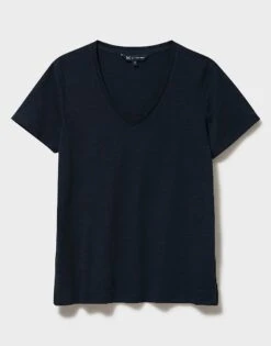 Perfect V Neck Slub T-Shirt -Crew Clothing WSE050 NAVY 6