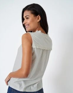 Leigha Sleeveless Top 7 Leigha Sleeveless Top -Crew Clothing WSE064 WHTLIN 2