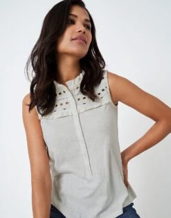 Leigha Sleeveless Top 8 Leigha Sleeveless Top -Crew Clothing WSE064 WHTLIN 3