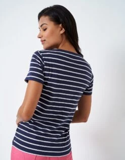 Breton V Neck T-Shirt -Crew Clothing WSE091 NAVYWHT 2