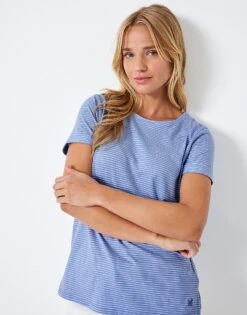 Perfect Crew Neck Striped Slub T-Shirt