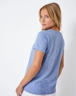 Perfect Crew Neck Striped Slub T-Shirt -Crew Clothing WSE092 CRNFLRWHT 2