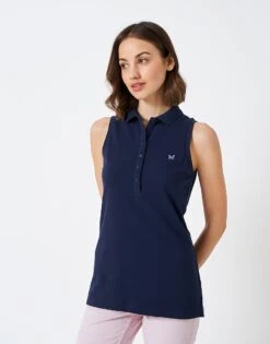 Ocean Sleeveless Polo 8 Ocean Sleeveless Polo -Crew Clothing WSE254 NAVY 3