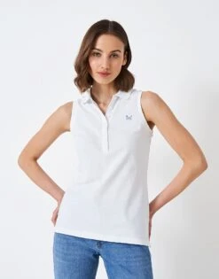Ocean Sleeveless Polo Shirt -Crew Clothing WSE254 WHITE 3