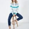 Blue White Stripe Half Button Sweatshirt