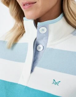 Blue White Stripe Half Button Sweatshirt -Crew Clothing WSF008 BLUWHT 2