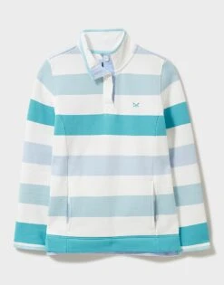Blue White Stripe Half Button Sweatshirt -Crew Clothing WSF008 BLUWHT 5