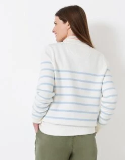 Relaxed Half Zip Sweatshirt -Crew Clothing WSF009 WHTBLU 2