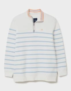 Relaxed Half Zip Sweatshirt -Crew Clothing WSF009 WHTBLU 6