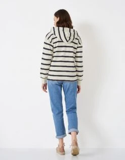 Button Front Sweatshirt 7 Button Front Sweatshirt -Crew Clothing WSF022 WHTNVY 2