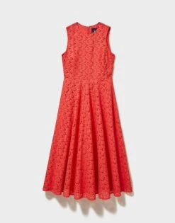 Bowline Broderie Maxi Dress -Crew Clothing WSJ113 CAYENNE 4