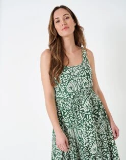 Flori Printed Sun Dress 9 Flori Printed Sun Dress -Crew Clothing WSJ132 GREEN 3