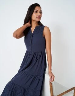 Lace Yolk Jersey Sleeveless Dress