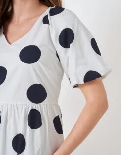 Irene Large Spot Dress 8 Irene Large Spot Dress -Crew Clothing WSJ149 WHTNVY 3