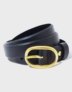 Navy Leather Waist Belt -Crew Clothing WSO005 NAVY 6